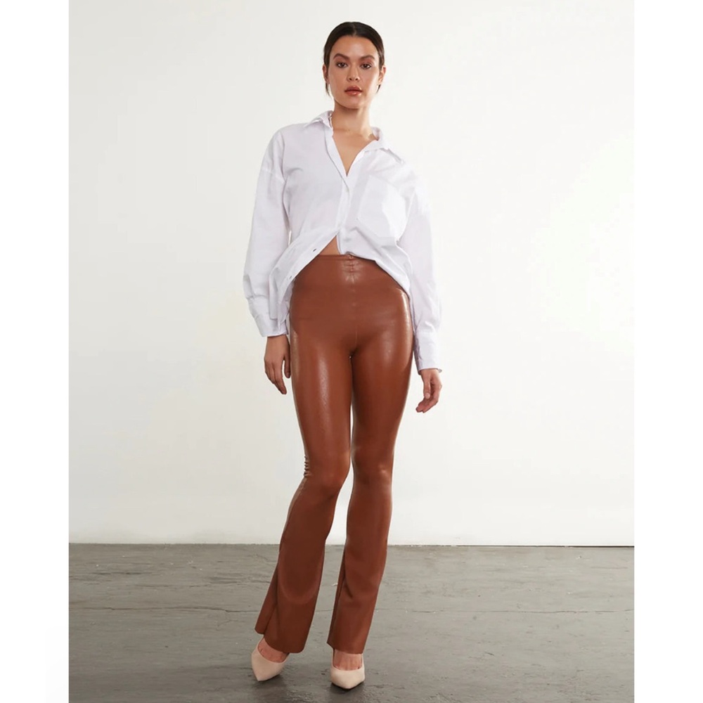 Commando Brown Faux Leather Pants - Picture 2 of 9